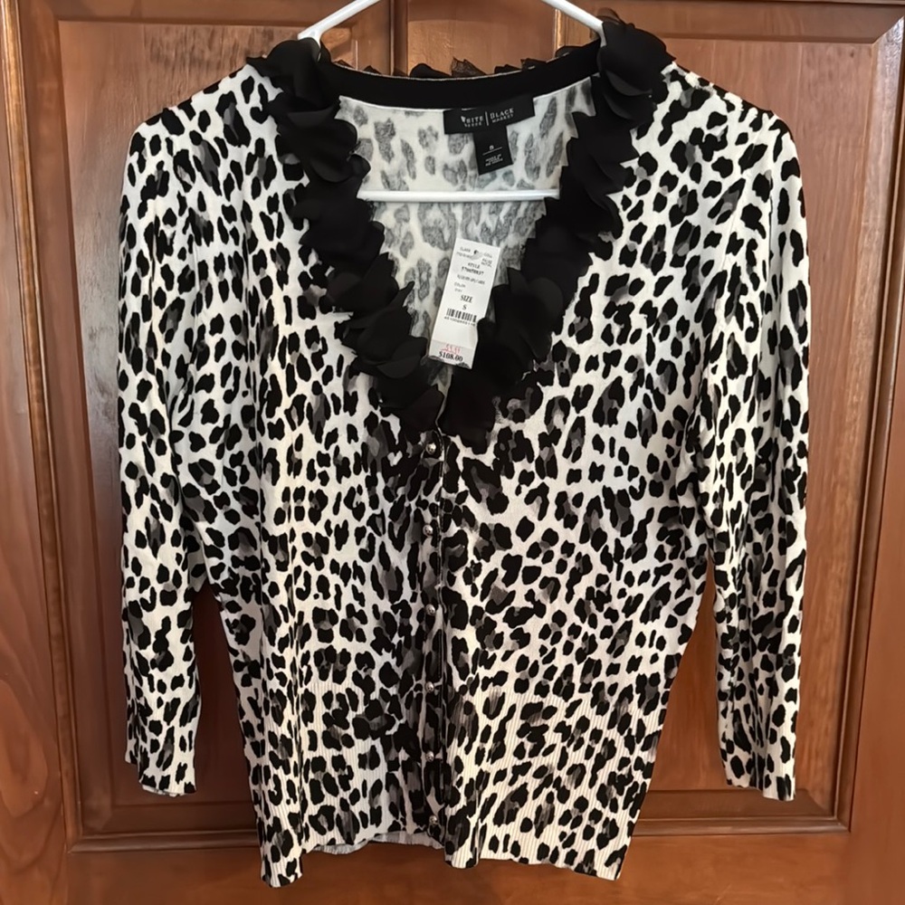 White House Black Market Leopard Cardigan